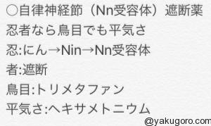 自律神経節 Nn受容体 遮断薬のゴロ 覚え方 薬ゴロ 薬学生の国試就活サイト